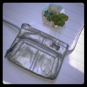 Tignanello Silver Leather Crossbody